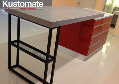 Open Concept Red Island Kitchen