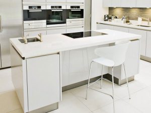 Solid Surface White Island Kitchen Design Ideas