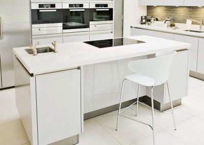 Solid Surface White Island Kitchen Design Ideas