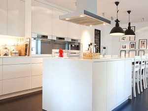 Solid Surface White Island Kitchen Design Ideas