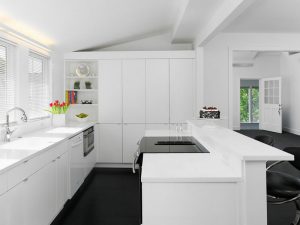 Solid Surface White Island Kitchen Design Ideas
