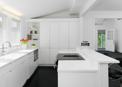 Solid Surface White Island Kitchen Design Ideas