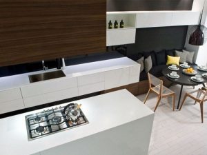 Solid Surface White Island Kitchen Design Ideas