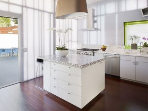 Solid Surface White Island Kitchen Design Ideas