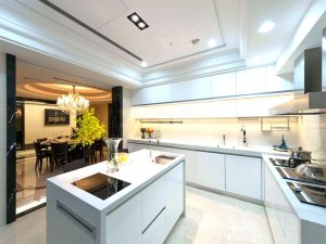 Solid Surface White Island Kitchen Design Ideas