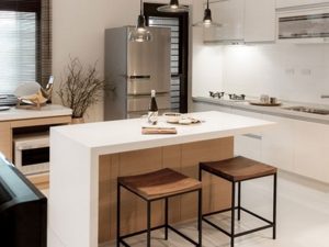 Solid Surface White Island Kitchen Design Ideas