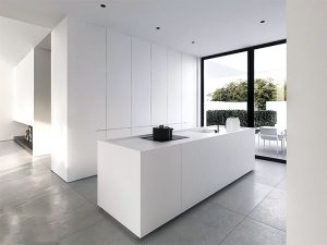 Solid Surface White Island Kitchen Design Ideas