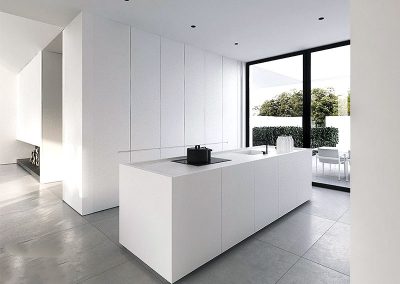 Solid Surface White Island Kitchen Design Ideas