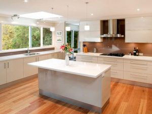 Solid Surface White Island Kitchen Design Ideas