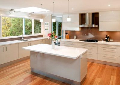 Solid Surface White Island Kitchen Design Ideas