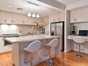 Solid Surface White Island Kitchen Design Ideas
