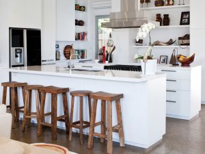Solid Surface White Island Kitchen Design Ideas