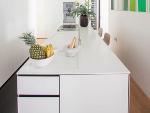 Solid Surface White Island Kitchen Design Ideas