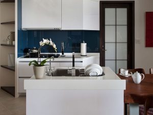 Solid Surface White Island Kitchen Design Ideas