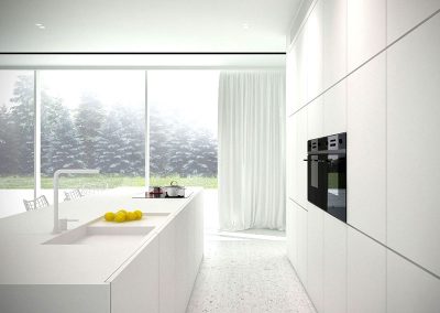 Solid Surface White Island Kitchen Design Ideas