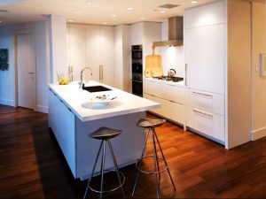 Solid Surface White Island Kitchen Design Ideas