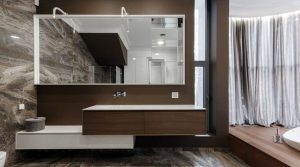Melamine Board and Solid Surface Bathroom Cabinet