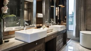 Classic Bathroom Cabinet with Quartz Countertop