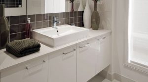 Pure White Solid Surface Melamine Bathroom Cabinet